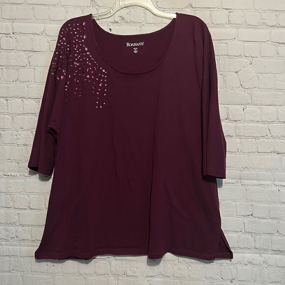 Roaman’s Purple Women’s Long Sleeve Too size 1X 22/24 - Picture 1 of 3
